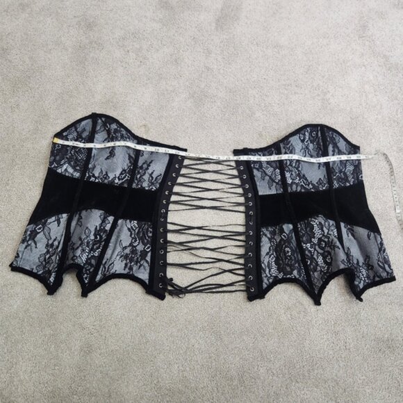 Coquette Corset Top Black Grey Pace Size Small Renaissance Castlecore Fairytale - Picture 6 of 13
